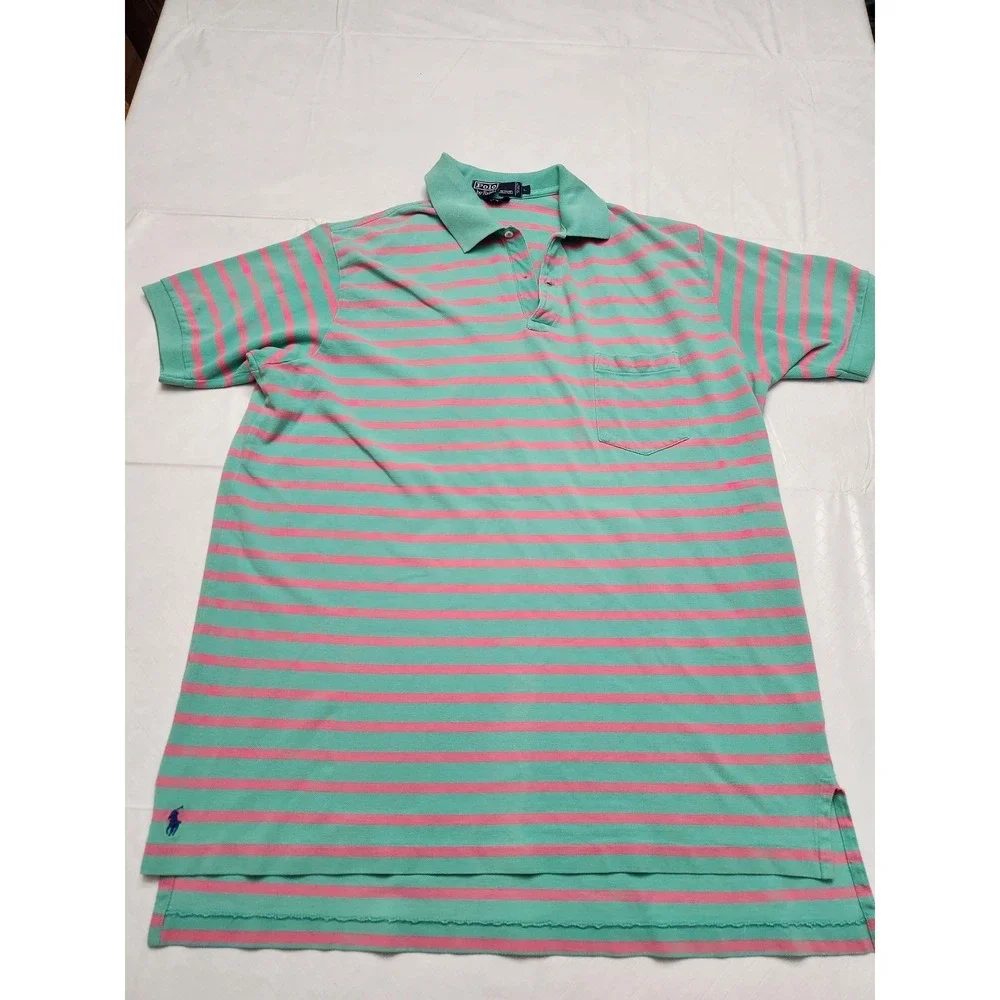 Polo Ralph Lauren Polo Shirt Mens Large Striped Pocket Classic Big Shirt‎